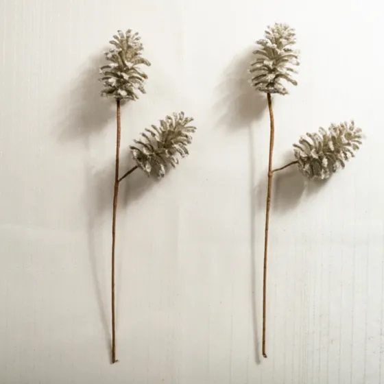 Silver Glittery Pinecone Floral Stem, Set Of 2-Kirkland's Home Outlet