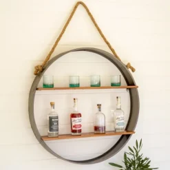 Silver Iron Round Hanging Wall Shelf-Kirkland's Home Clearance