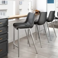 Silver Leather Counter Stools, Set Of 2-Kirkland's Home Outlet