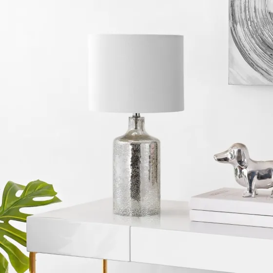 Silver Mercury Glass Cylinder Table Lamp-Kirkland's Home Store