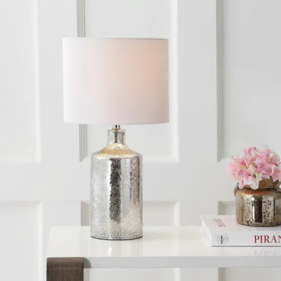 Silver Mercury Glass Cylinder Table Lamp-Kirkland's Home Store
