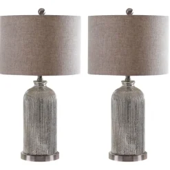 Silver Mercury Glass Ribbed Table Lamps, Set Of 2-Kirkland's Home Discount