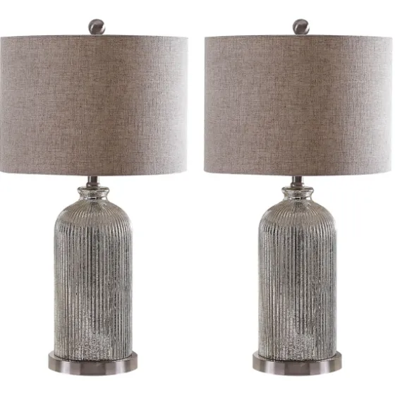 Silver Mercury Glass Ribbed Table Lamps, Set Of 2-Kirkland's Home Discount