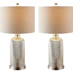 Silver Mercury Glass Ribbed Table Lamps, Set Of 2-Kirkland's Home Discount