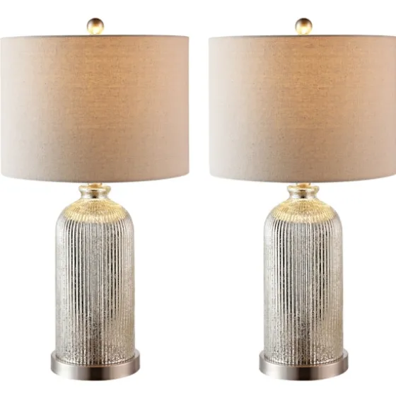 Silver Mercury Glass Ribbed Table Lamps, Set Of 2-Kirkland's Home Discount