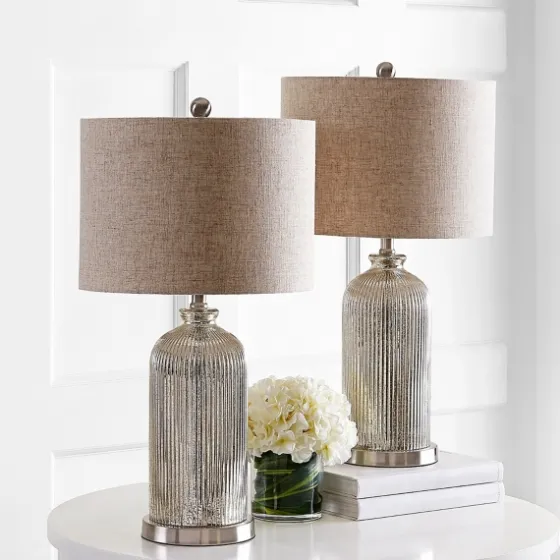 Silver Mercury Glass Ribbed Table Lamps, Set Of 2-Kirkland's Home Discount