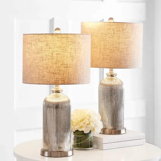 Silver Mercury Glass Ribbed Table Lamps, Set Of 2-Kirkland's Home Discount
