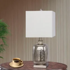 Silver Mercury Glass Square Table Lamp-Kirkland's Home Store