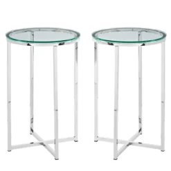 Silver Metal And Glass Accent Tables, Set Of 2-Kirkland's Home Best Sale