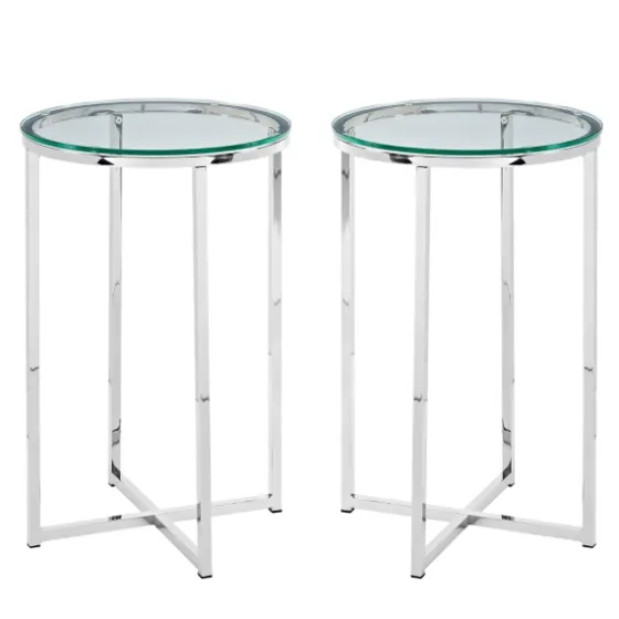 Silver Metal And Glass Accent Tables, Set Of 2-Kirkland's Home Best Sale