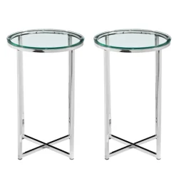Silver Metal And Glass Accent Tables, Set Of 2-Kirkland's Home Best Sale