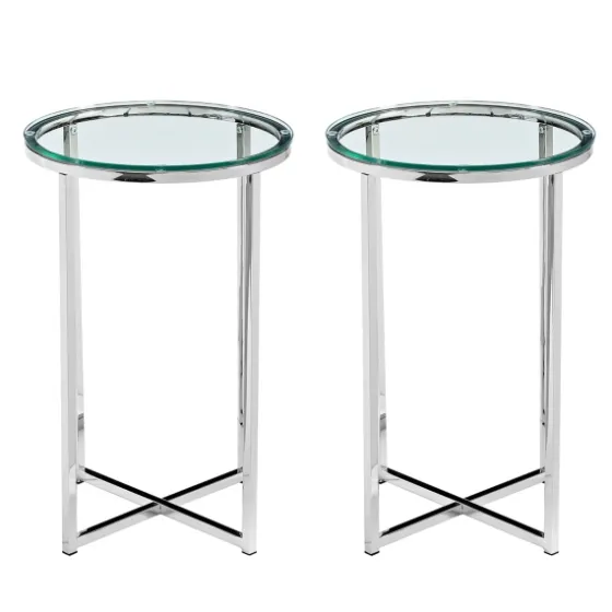 Silver Metal And Glass Accent Tables, Set Of 2-Kirkland's Home Best Sale