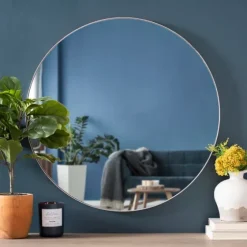 Silver Metal Linear Round Mirror, 30 In.-Kirkland's Home New