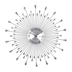 Silver Metal Sunburst Droplet Frame Clock-Kirkland's Home Cheap