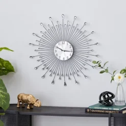 Silver Metal Sunburst Droplet Frame Clock-Kirkland's Home Cheap