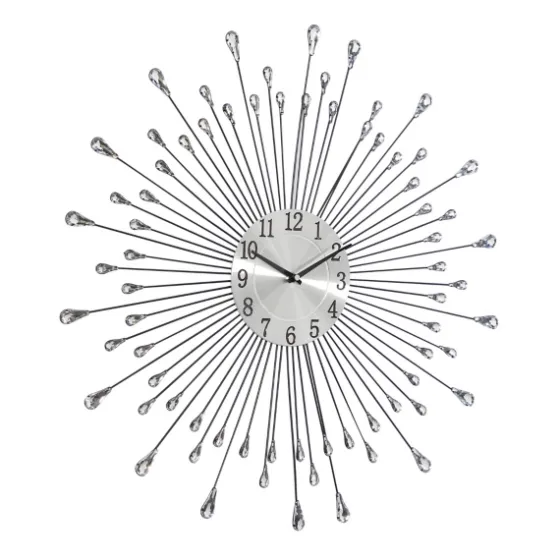Silver Metal Sunburst Droplet Frame Clock-Kirkland's Home Cheap