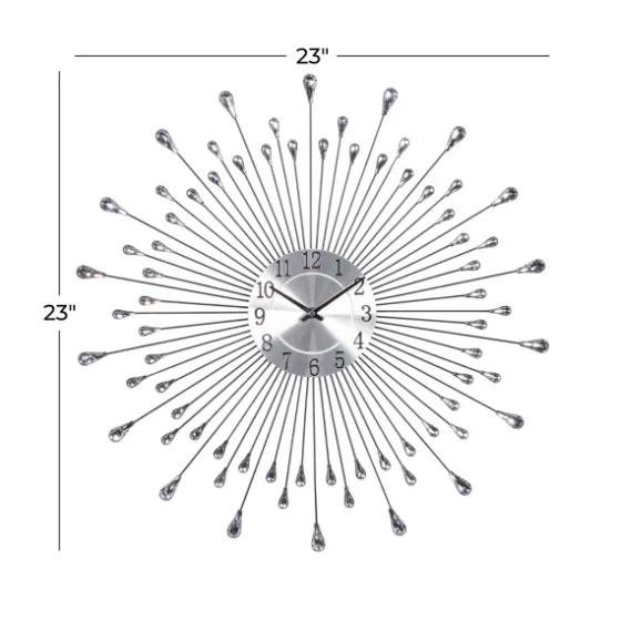 Silver Metal Sunburst Droplet Frame Clock-Kirkland's Home Cheap