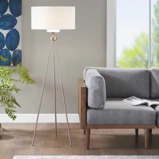 Silver Metal Tripod Floor Lamp-Kirkland's Home New