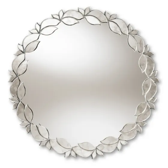 Silver Petal Leaf Round Wood Frame Wall Mirror-Kirkland's Home Hot