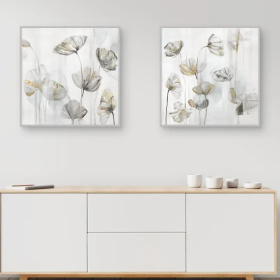 Silver Poppies 2-Pc. Canvas Art Print Set-Kirkland's Home Fashion