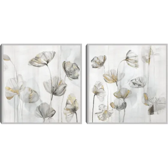 Silver Poppies 2-Pc. Canvas Art Print Set-Kirkland's Home Fashion