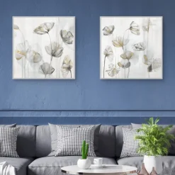 Silver Poppies 2-Pc. Canvas Art Print Set-Kirkland's Home Fashion