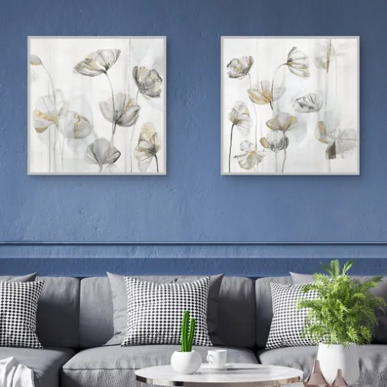 Silver Poppies 2-Pc. Canvas Art Print Set-Kirkland's Home Fashion