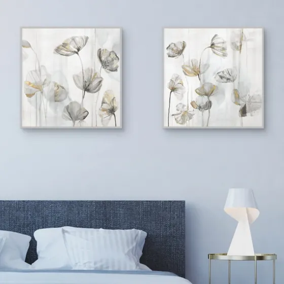 Silver Poppies 2-Pc. Canvas Art Print Set-Kirkland's Home Fashion