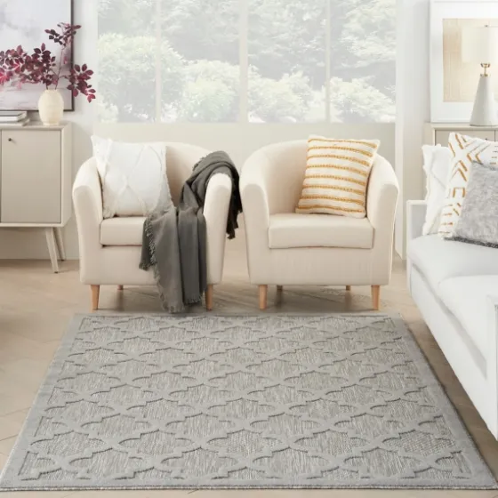 Silver Trellis Indoor/Outdoor Area Rug, 5X7-Kirkland's Home Fashion