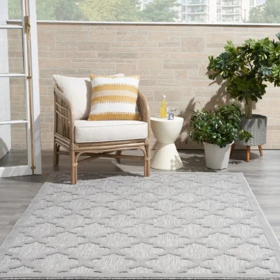 Silver Trellis Indoor/Outdoor Area Rug, 5X7-Kirkland's Home Fashion