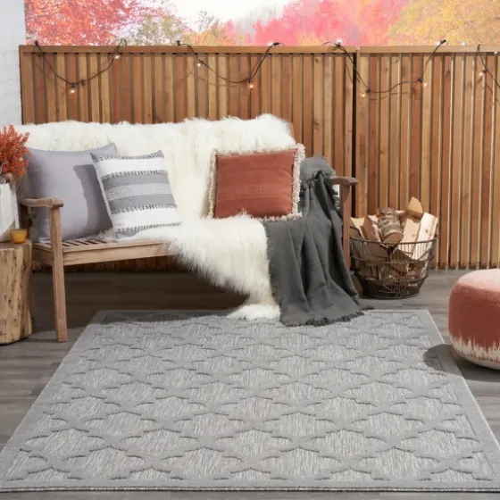Silver Trellis Indoor/Outdoor Area Rug, 6X9-Kirkland's Home Best Sale