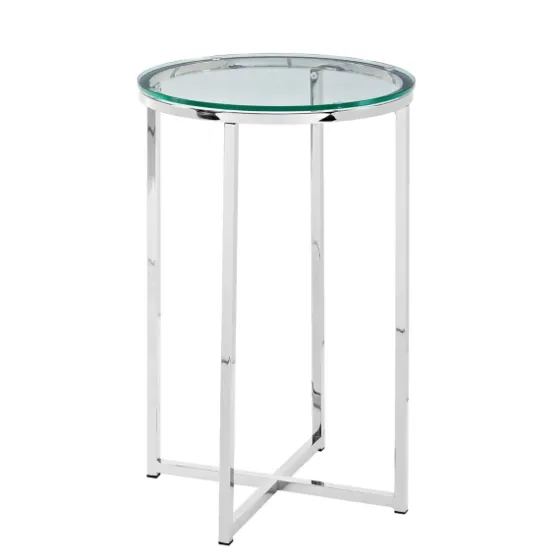 Silvery Glass Top X Base Round Accent Table-Kirkland's Home Sale