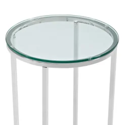 Silvery Glass Top X Base Round Accent Table-Kirkland's Home Sale