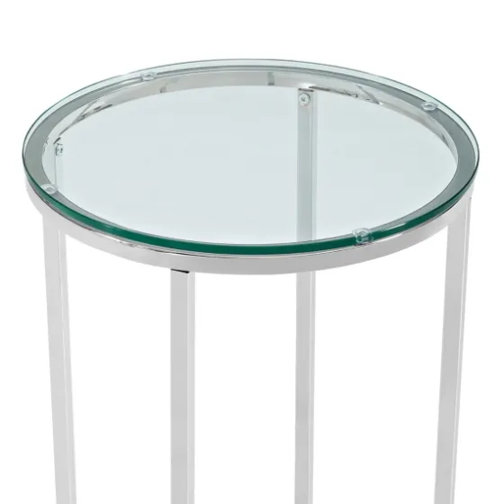 Silvery Glass Top X Base Round Accent Table-Kirkland's Home Sale