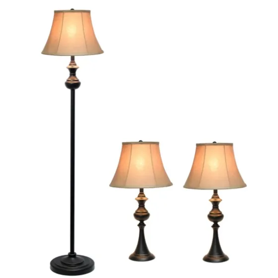 Simple Bronze Metal 3-Pc. Floor And Table Lamp Set-Kirkland's Home Flash Sale