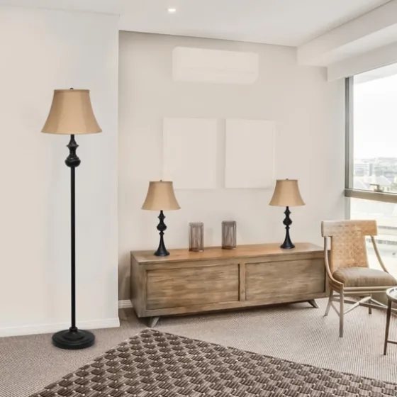 Simple Bronze Metal 3-Pc. Floor And Table Lamp Set-Kirkland's Home Flash Sale