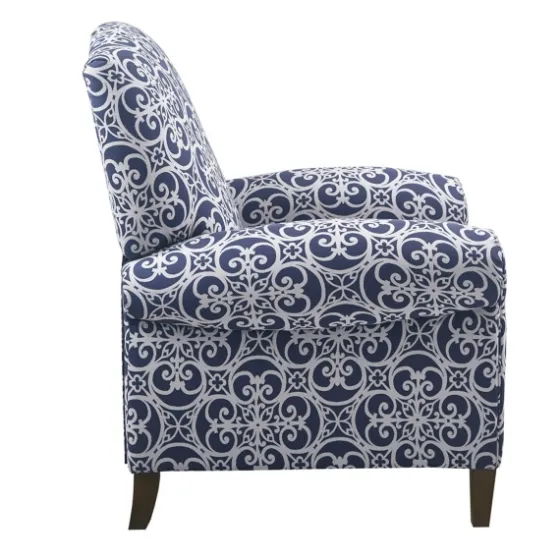 Sky Blue Fretwork Upholstered High Back Recliner-Kirkland's Home Best