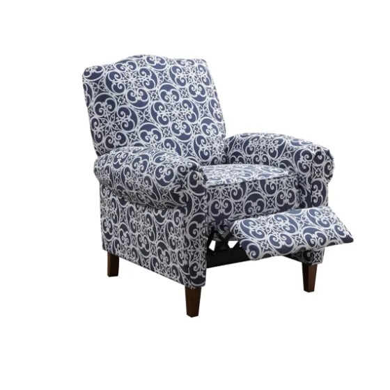 Sky Blue Fretwork Upholstered High Back Recliner-Kirkland's Home Best