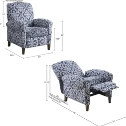 Sky Blue Fretwork Upholstered High Back Recliner-Kirkland's Home Best