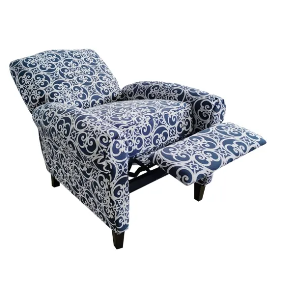 Sky Blue Fretwork Upholstered High Back Recliner-Kirkland's Home Best