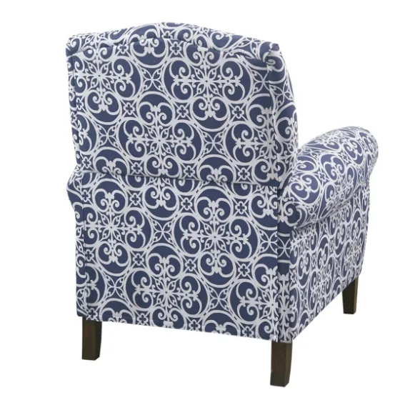 Sky Blue Fretwork Upholstered High Back Recliner-Kirkland's Home Best
