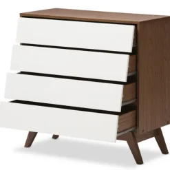 Slant Two-Tone Walnut 4-Drawer Chest-Kirkland's Home Flash Sale