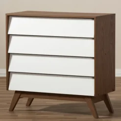 Slant Two-Tone Walnut 4-Drawer Chest-Kirkland's Home Flash Sale