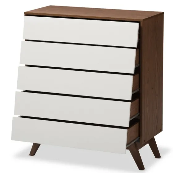 Slant Two-Tone Walnut 5-Drawer Chest-Kirkland's Home New