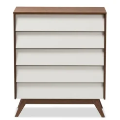 Slant Two-Tone Walnut 5-Drawer Chest-Kirkland's Home New