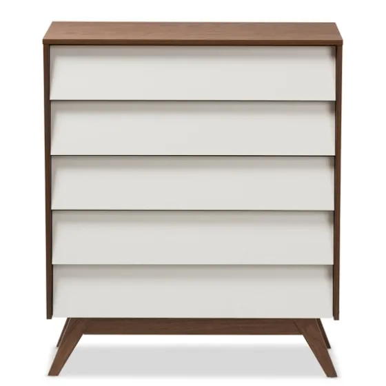 Slant Two-Tone Walnut 5-Drawer Chest-Kirkland's Home New