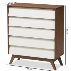 Slant Two-Tone Walnut 5-Drawer Chest-Kirkland's Home New