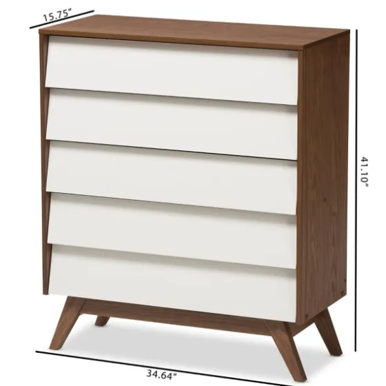 Slant Two-Tone Walnut 5-Drawer Chest-Kirkland's Home New