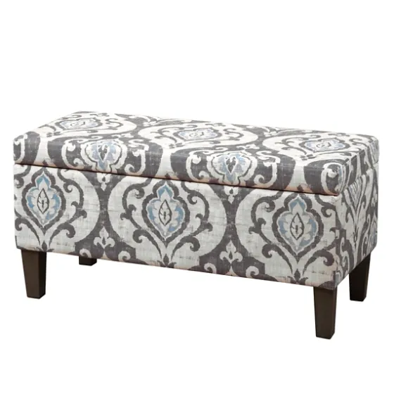 Slate Blue Ikat Storage Ottoman-Kirkland's Home New