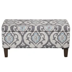 Slate Blue Ikat Storage Ottoman-Kirkland's Home New